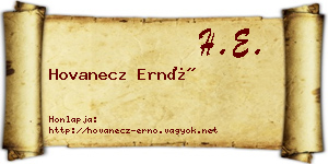 Hovanecz Ernő névjegykártya